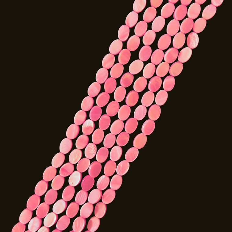 Shell, Smooth Oval, Hot Pink, Dyed, 7x5mm