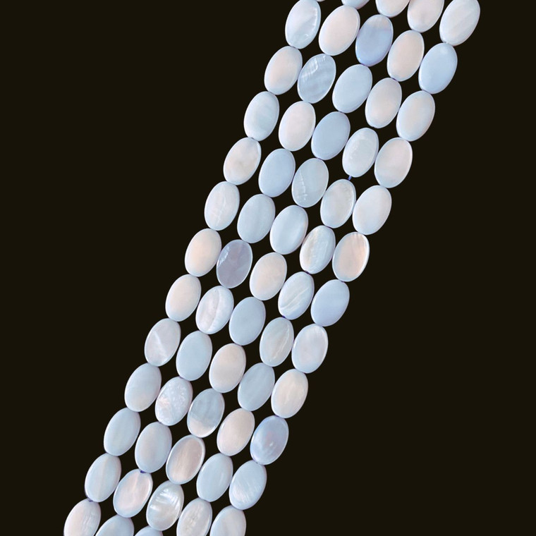 Shell, Smooth Oval, Blue, Dyed, 12x8mm