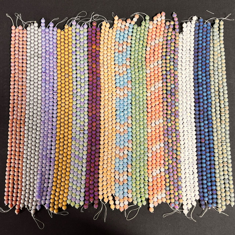 100 Strands of Glass, Matte, Smooth Round 8mm