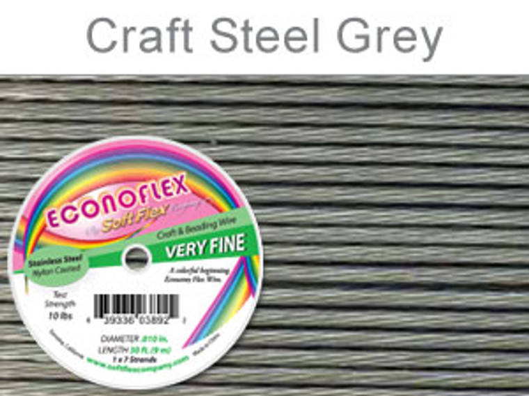 Econoflex Very Fine Wire .010 DIA. 30 FT (9M) 1X7 Strand Steel Grey