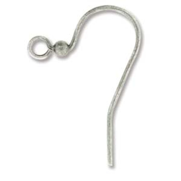 Ear Wire Hook, 25mm with 2mm Ball, Antique Silver Plated, approx. 144 PCS