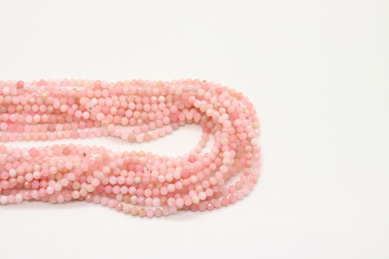 Opal, Pink, Natural, Faceted Round, 2mm, One Strand