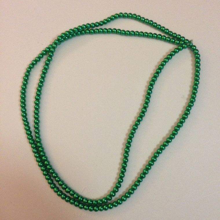 Glass Pearls, 4mm, Green, One 32" Strand