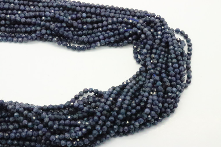 Sapphire, Natural, Faceted Round, 3mm, One Strand