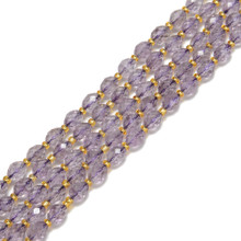 Amethyst, Light, Natural, Faceted Rice Beads, One 6x8mm Strand