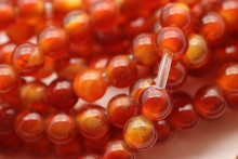 Carnelian Agate, Heated, Smooth Round, 8mm with 2mm Hole, One Strand