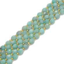 Amazonite, Natural, Faceted Rice Beads, One 6x8mm Strand