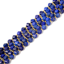 Lapis, Natural, Faceted Twisted Rice Beads, One 8mm Strand