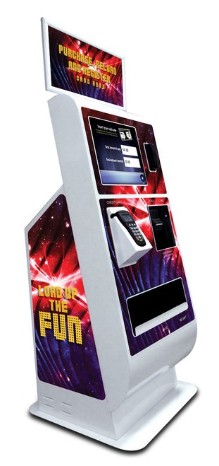Give your customers the quick convenience of topping up their own game cards.

Separate and secure cash access (up to 1,000 bills)
Accepts credit card transactions
UL listed
400 card per dispenser. Total 800 card capacity.
Recycle existing cards
Sell packages, Time Play, attractions, and value
Configurable upsell ability
Customers can register cards with personal details, check balances and card history, and reload existing cards
