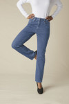 Knit Denim High Rise Straight-Leg Jeans