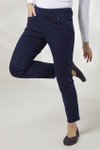 Knit Denim Mid Rise Slim-Leg Ankle Jeans