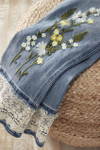 Floral Embroidered Slim Leg Ankle Jeans