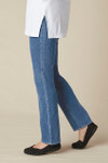 Knit Denim Mid Rise Straight-Leg Jeans