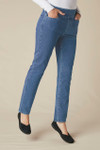 Knit Denim Mid Rise Slim-Leg Jeans