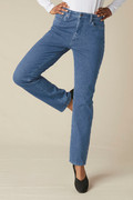 Knit Denim High Rise Straight-Leg Jeans