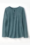 Vintage-Wash Solid Long-Sleeve Henley