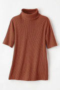 Elbow-Sleeve Ribbed Turtleneck