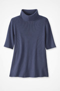 Elbow-Sleeve Ribbed Turtleneck