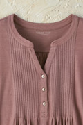 Pintucked Knit Henley A-line Tunic