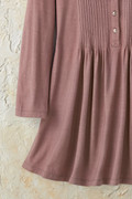 Pintucked Knit Henley A-line Tunic