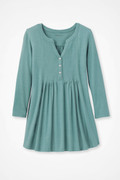 Pintucked Knit Henley A-line Tunic