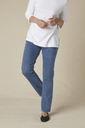 Knit Denim Mid Rise Straight-Leg Jeans