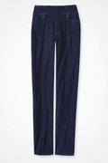 Knit Denim Mid Rise Slim-Leg Jeans
