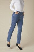 Knit Denim Mid Rise Slim-Leg Jeans