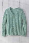 Cabled V-Neck Shaker Sweater