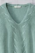 Cabled V-Neck Shaker Sweater