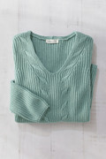 Cabled V-Neck Shaker Sweater