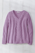 Cabled V-Neck Shaker Sweater