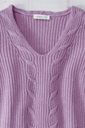 Cabled V-Neck Shaker Sweater