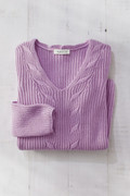 Cabled V-Neck Shaker Sweater