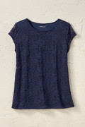 Cap-Sleeve Stretch Lace Tee