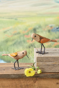 Wood and Recycled Metal Birds, Set of 2