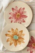 Painted Daisy Dessert Plates, Set of 4