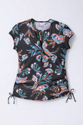 Batik Floral Ruched Rash Guard