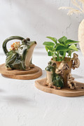 Stoneware Frog Planter