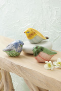 Handpainted Stoneware Birds, Set of 3