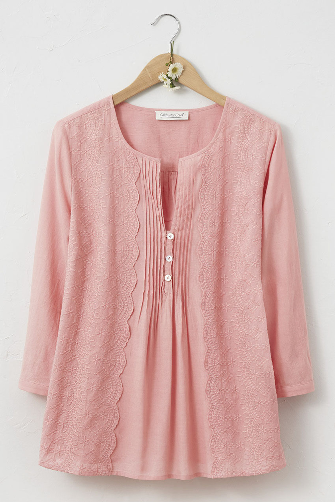 LIV LOS ANGELES Tiered Cotton Eyelet Blouse