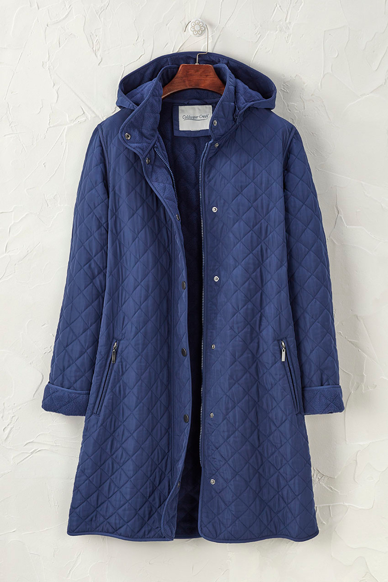 Hooded Quilted Long Car Coat