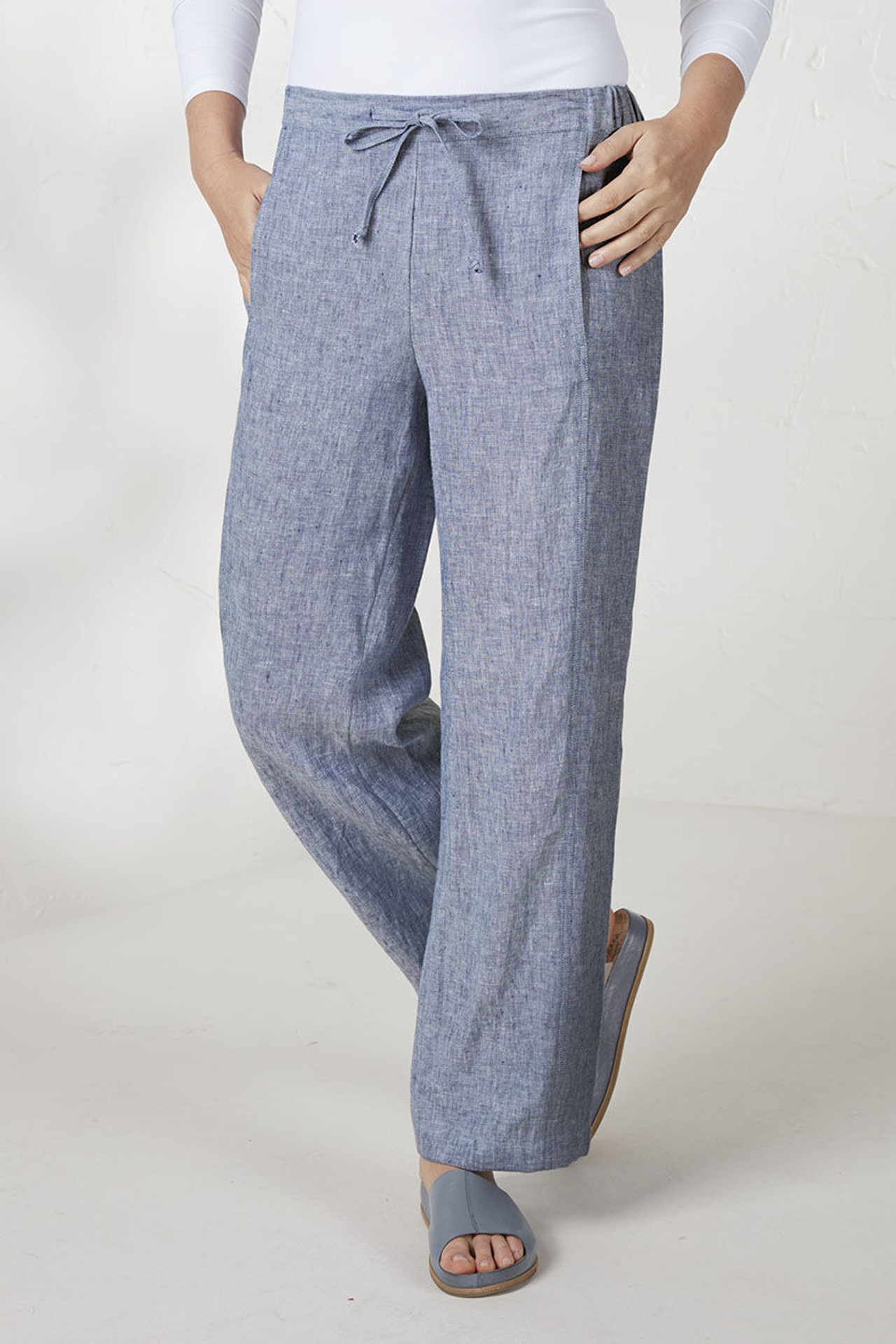 Cross Dye Linen Ankle Pants