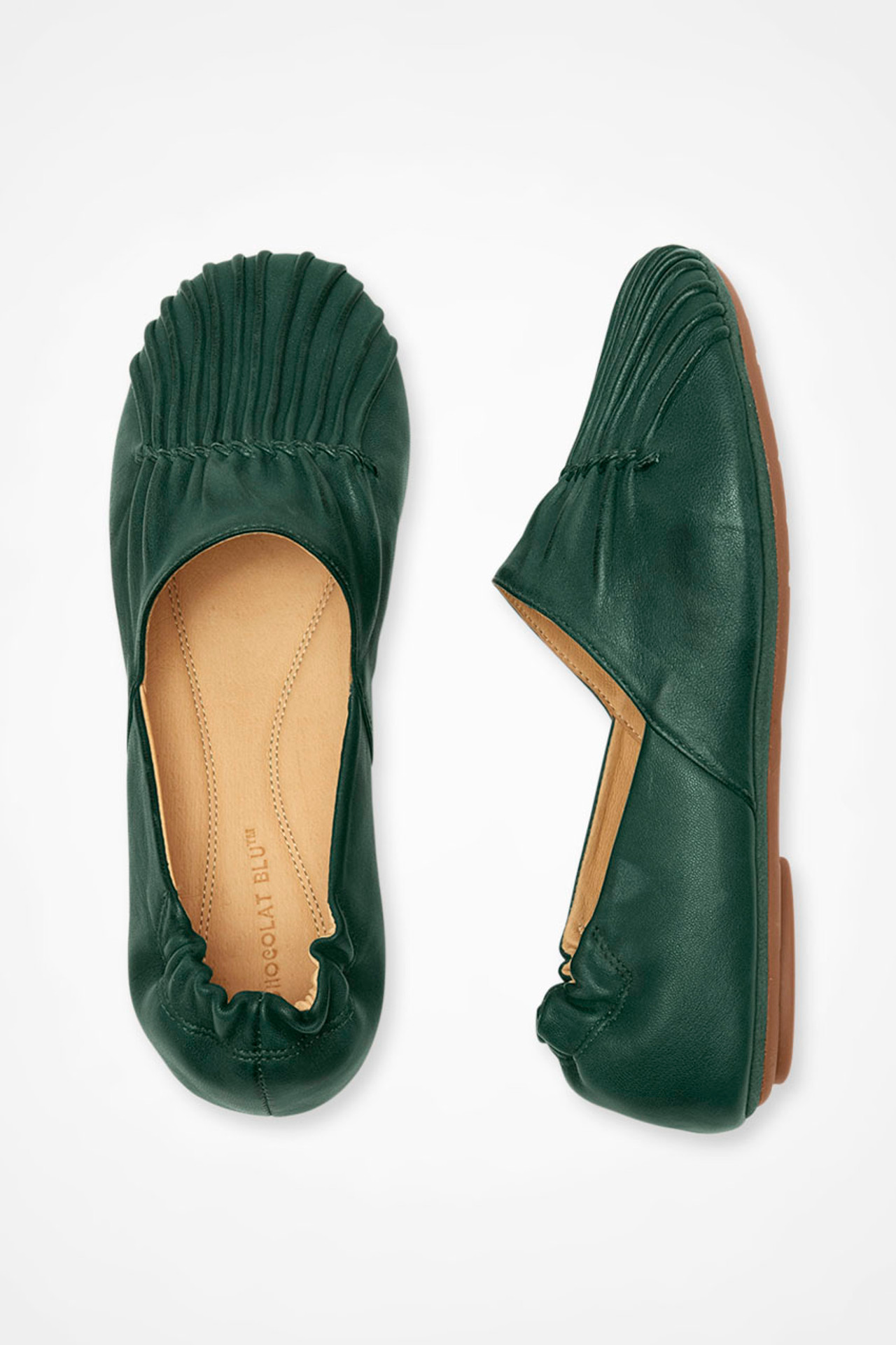 Pintuck Leather Flats