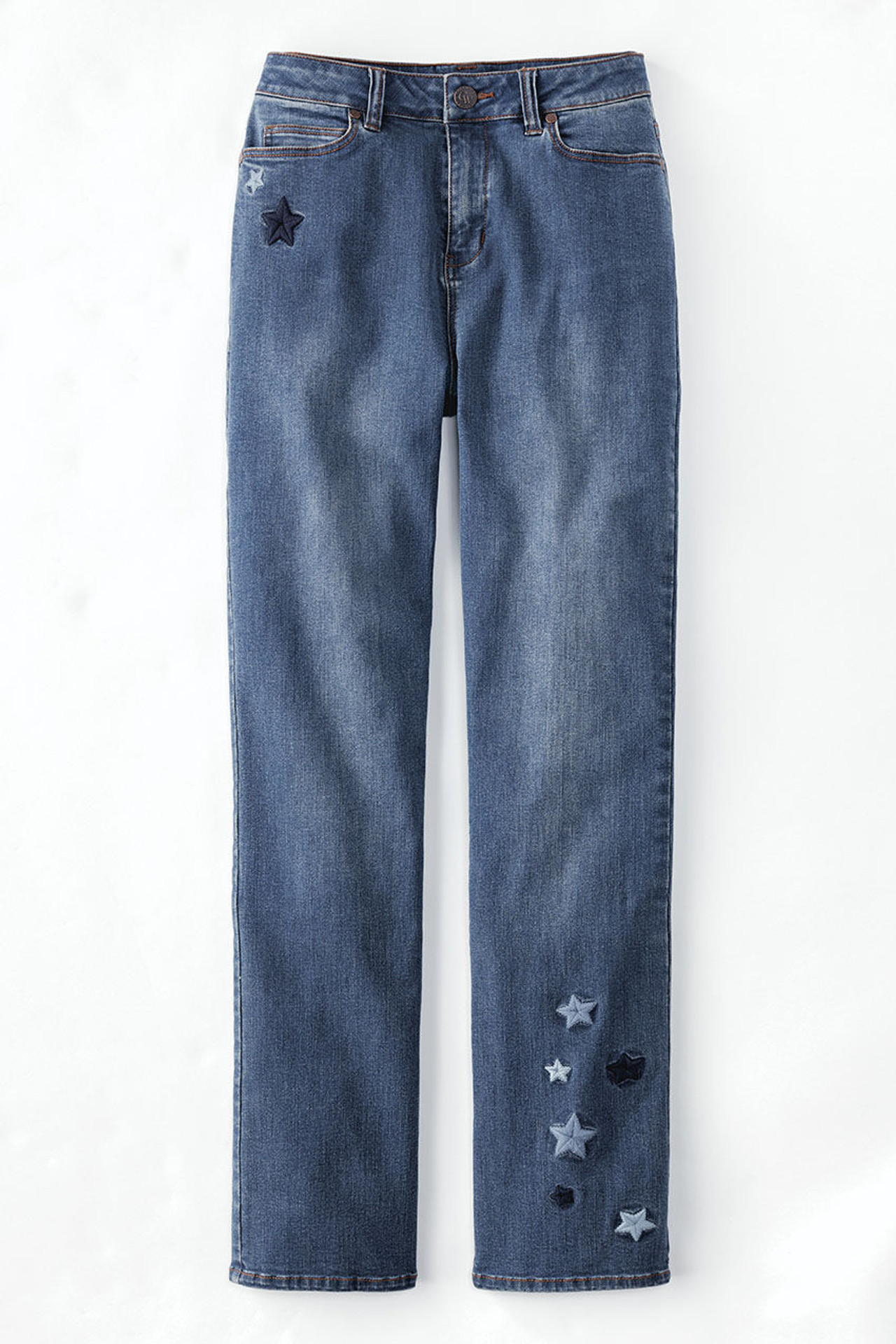 Knit Denim High Rise Straight-Leg Jeans - Coldwater Creek