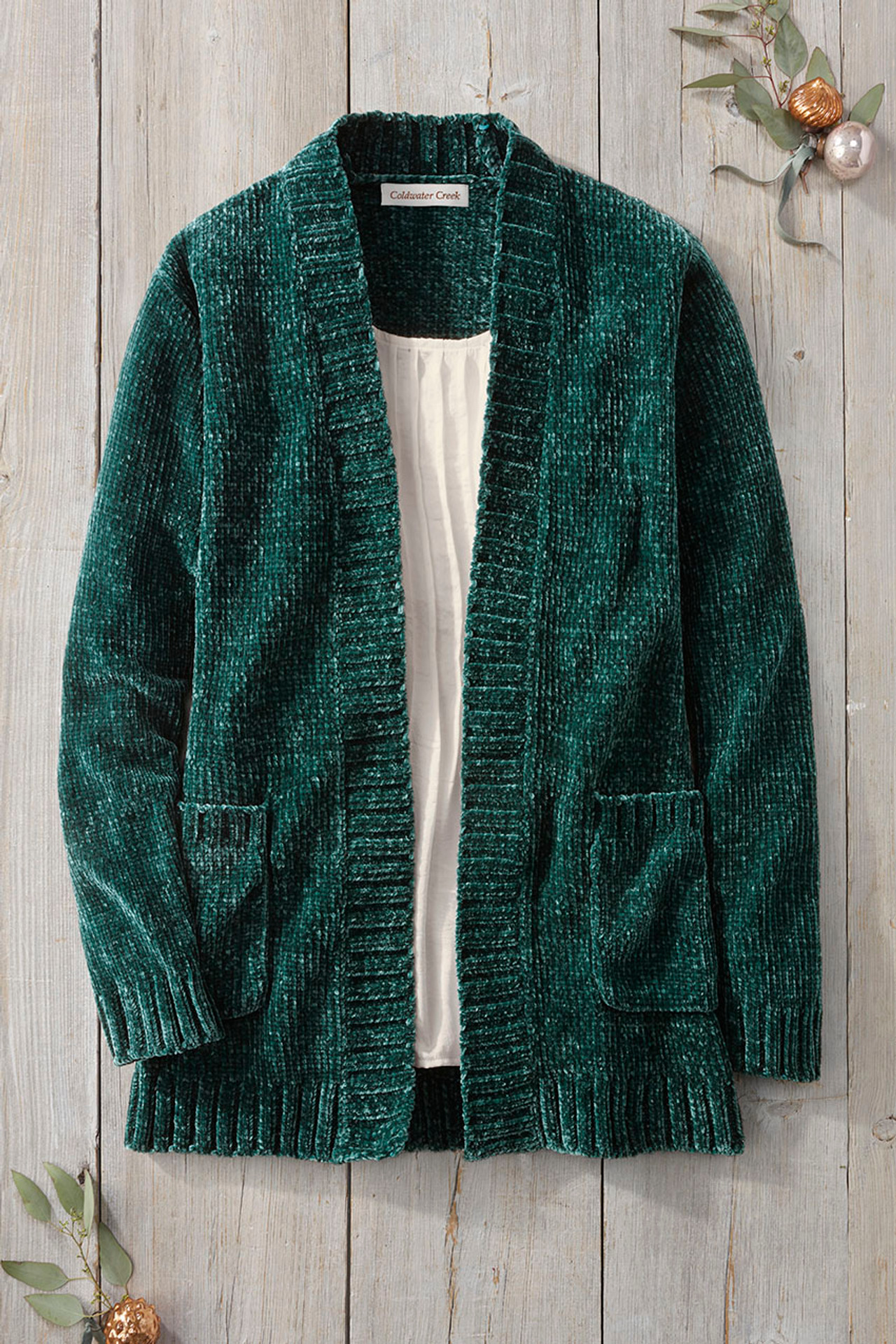 Twist of Teal Chenille Sweater - Coldwater Creek