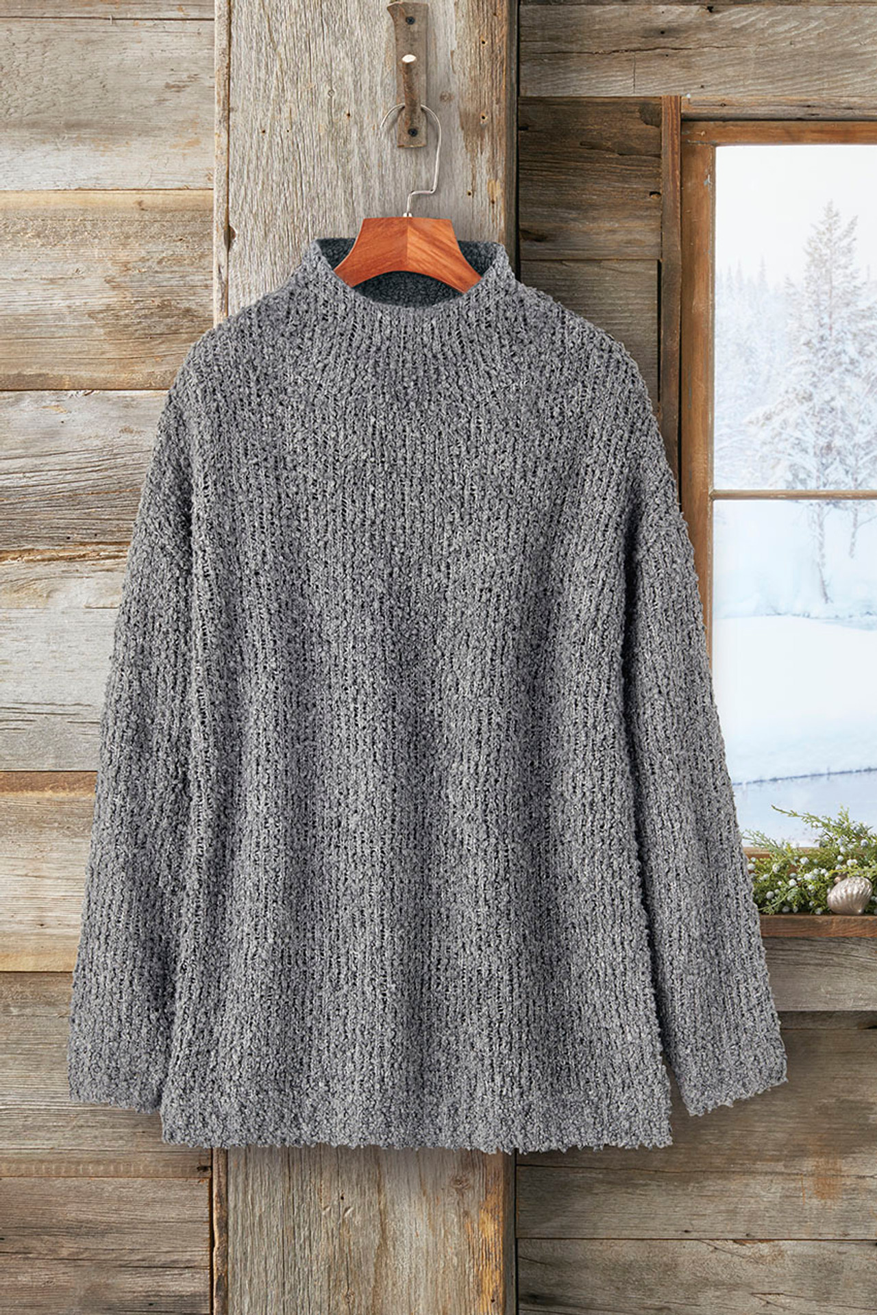 Bouclé Funnel-Neck Sweater