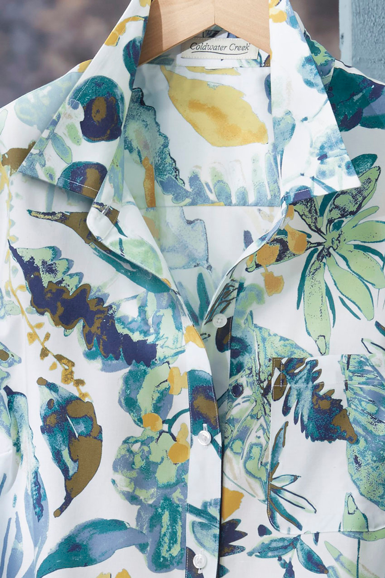 PRINTED SATIN SHIRT - Blues