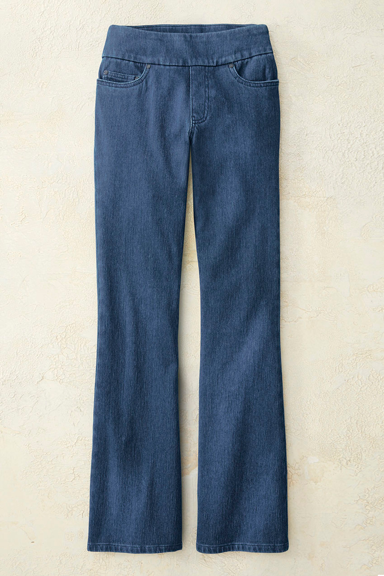 Knit Denim Pull-On Bootcut Jeans
