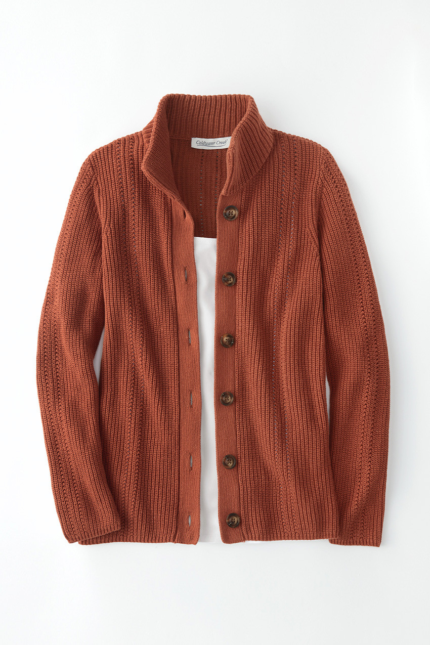 Shaker Detail Button Cardigan - Coldwater Creek